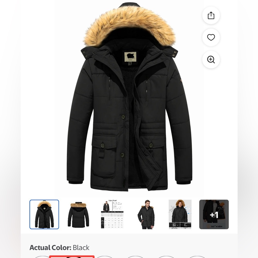 Men's Winter Coat Warm Parka Jacket with Faux Fur Removable Hood
